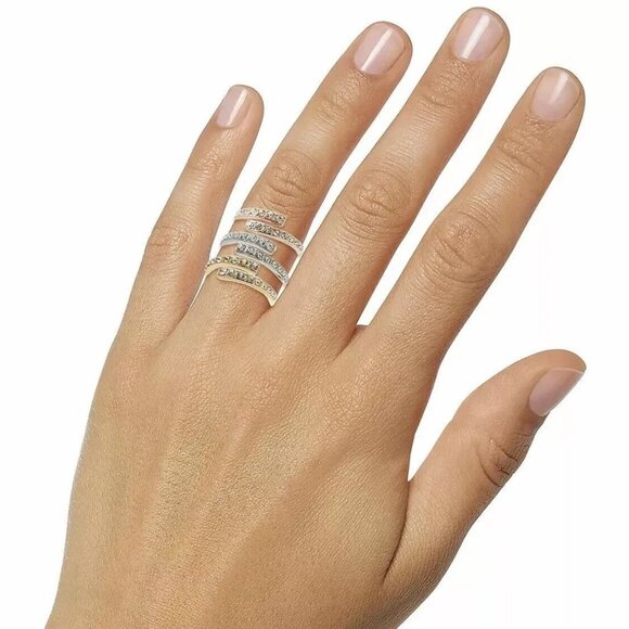 INC Stackable Crystal Bypass Ring Set - Picture 2 of 3